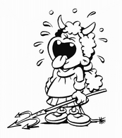 coloriage petit garcon diable en pleure